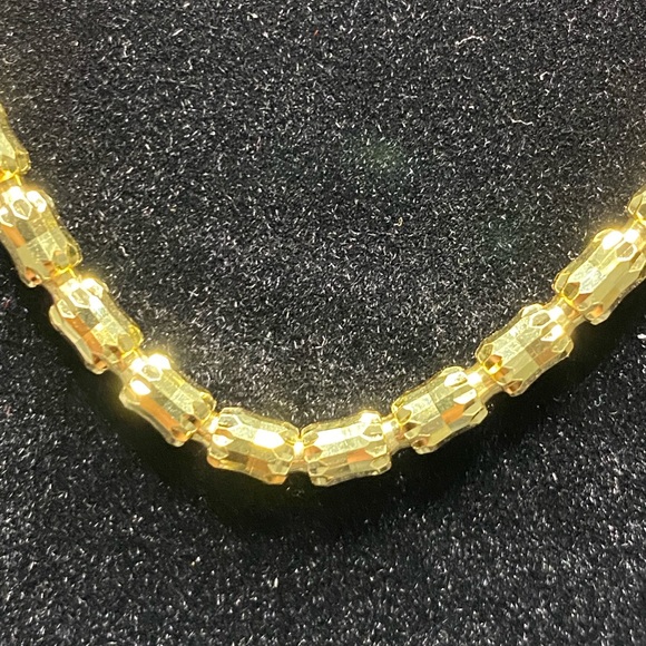 10k gold vermeil mens diamond cut barrel chain gift for men Italian 925 no fade - Picture 3 of 6